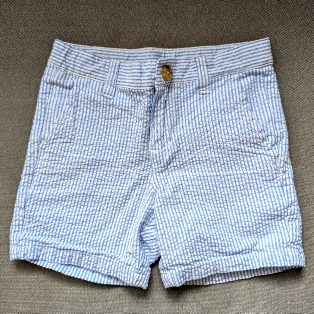 Janie and Jack boys seersucker blue striped shorts- size 3T